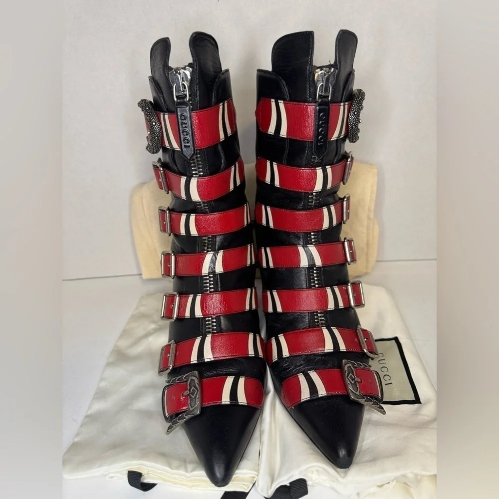 Gucci Kingsnake Dionysus Leather Multicolor Boots Size 38.